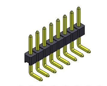 해더 커넥터 2.54 밀리미터 단일 열 직각 형태 1*2PIN을 1*40PIN H=2.54mm에 핀으로 꽂으세요