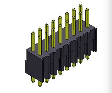 해더 커넥터 2.54 밀리미터 이원적 가로열 딥 타입 2*2PIN을 2*40PIN H=7.40MM에 핀으로 꽂으세요