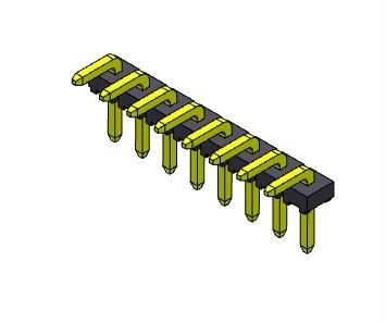 해더 커넥터 2.54 밀리미터 단일 열 R/A 형태 1*2PIN을 1*40PIN H=2.54MM H=1.5MM에 핀으로 꽂으세요