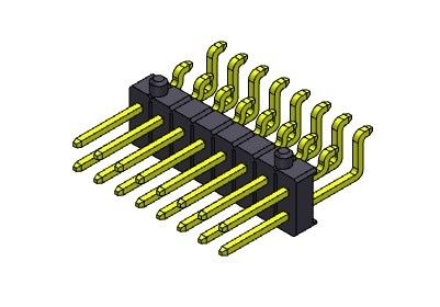 2*40PIN H=2.54MM에 대한 PEG 2*2PIN과 핀헤더 연결기 2.54 밀리미터 단일 열  SMT 형태