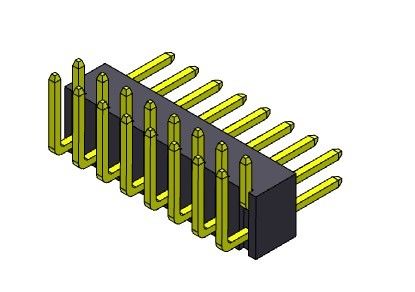 해더 커넥터 2.54 밀리미터 단일 열 R/A 형태 2*2PIN을 2*40PIN H=4.30MM에 핀으로 꽂으세요