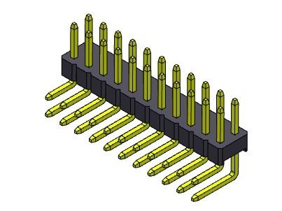 해더 커넥터 2.00 밀리미터 이원적 가로열  직각 형태 2*2PIN을 2*40PIN H=2.00MM에 핀으로 꽂으세요