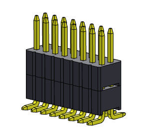 PEG 2*3PIN과 해더 커넥터 1.27 밀리미터 세라이즈 이원적 가로열 스택 일직선 SMT 타입을 2*40PIN SQ0.40mm에 핀으로 꽂으세요