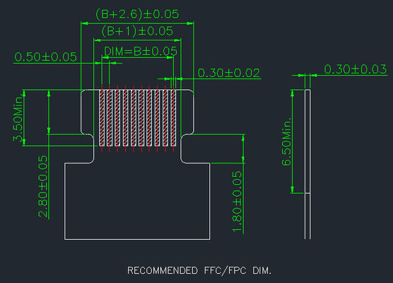 피치 0.5mm Fpc 커넥터 4 핀에서 68 핀 오른쪽 각 90 ° SMT 타입에 쉽게 H 2.55mm
